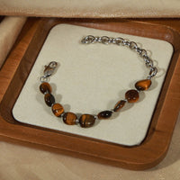 Retro fashion tiger eye stone beads with O-shaped chain design hand jewelry necklace set - KIAHMILLA