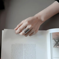 Retro Geometry Hollow Rectangle 925 Sterling Silver Adjustable Ring - KIAHMILLA