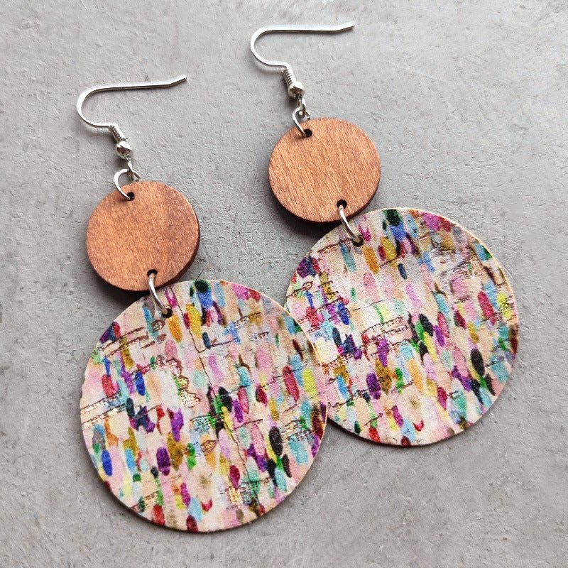 Round Shape Wooden Dangle Earrings - Coolpeacock