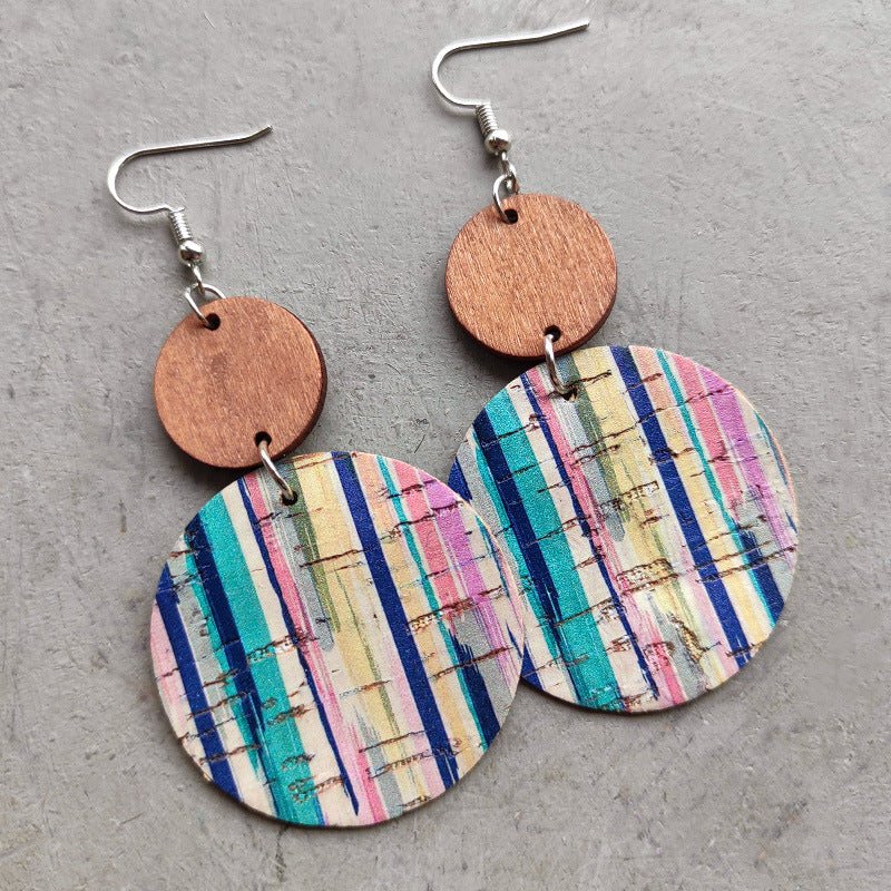 Round Shape Wooden Dangle Earrings - Coolpeacock