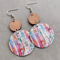 Round Shape Wooden Dangle Earrings - Coolpeacock
