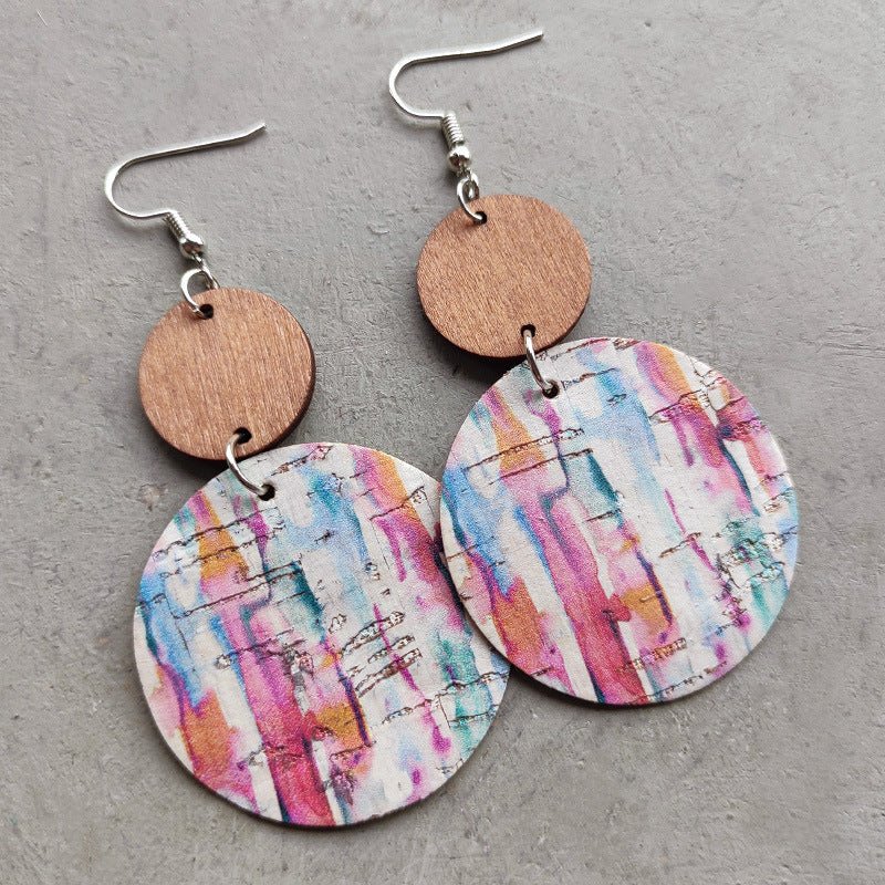 Round Shape Wooden Dangle Earrings - Coolpeacock