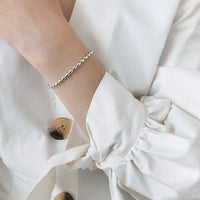 S925 sterling silver bracelet INS niche oval bead olive bead chain bracelet personality versatile silver bracelet - KIAHMILLA
