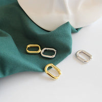 S925 sterling silver earrings with retro oval rings and circular ear buckles plated with gold and silver earrings - KIAHMILLA