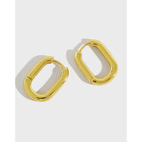 S925 sterling silver earrings with retro oval rings and circular ear buckles plated with gold and silver earrings - KIAHMILLA