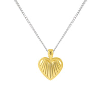 S925 Sterling Silver Two Tone Necklace 18K Gold Plated Textured Heart Pendant Necklace - KIAHMILLA