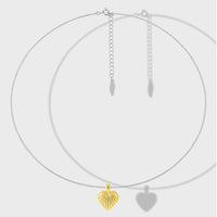 S925 Sterling Silver Two Tone Necklace 18K Gold Plated Textured Heart Pendant Necklace - KIAHMILLA