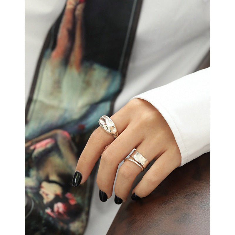 Sale Irregular Uneven 925 Sterling Silver Adjustable Ring - KIAHMILLA