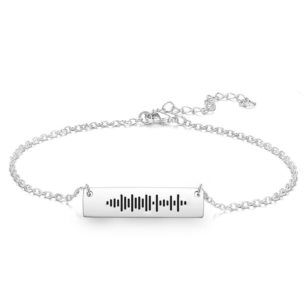 Scannable Code Custom Music Engraved Bar Anklet - Coolpeacock