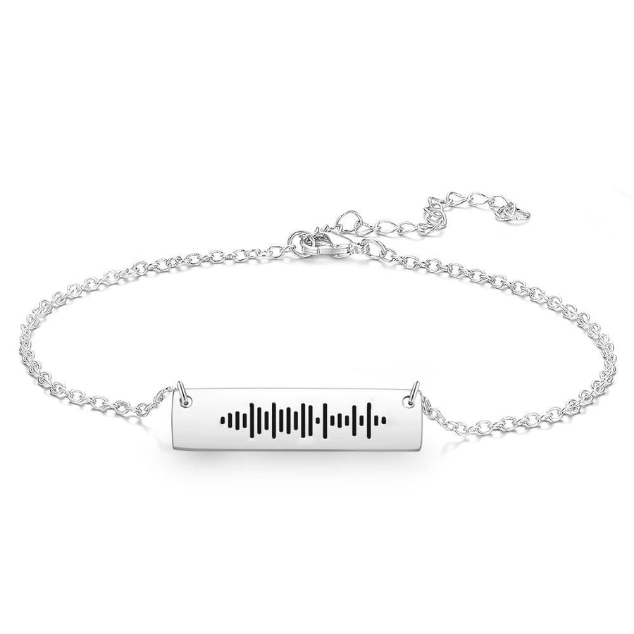 Scannable Code Custom Music Engraved Bar Anklet - Coolpeacock