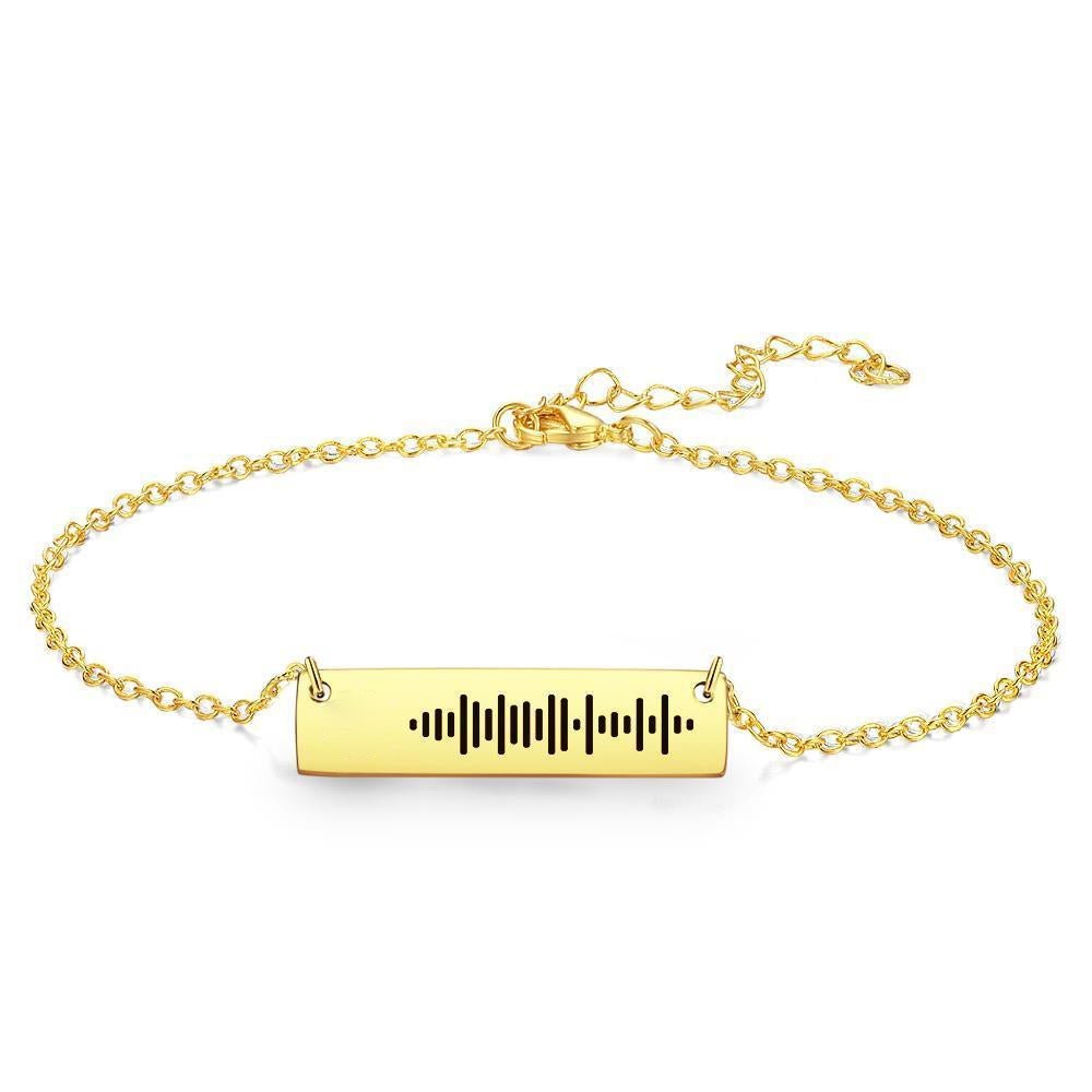 Scannable Code Custom Music Engraved Bar Anklet - Coolpeacock