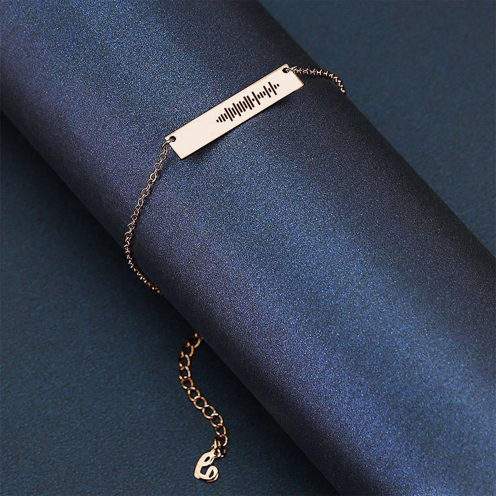 Scannable Code Custom Music Engraved Bar Anklet - Coolpeacock