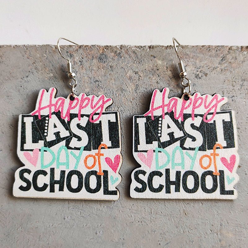 School Theme Wooden Dangle Earrings - Coolpeacock