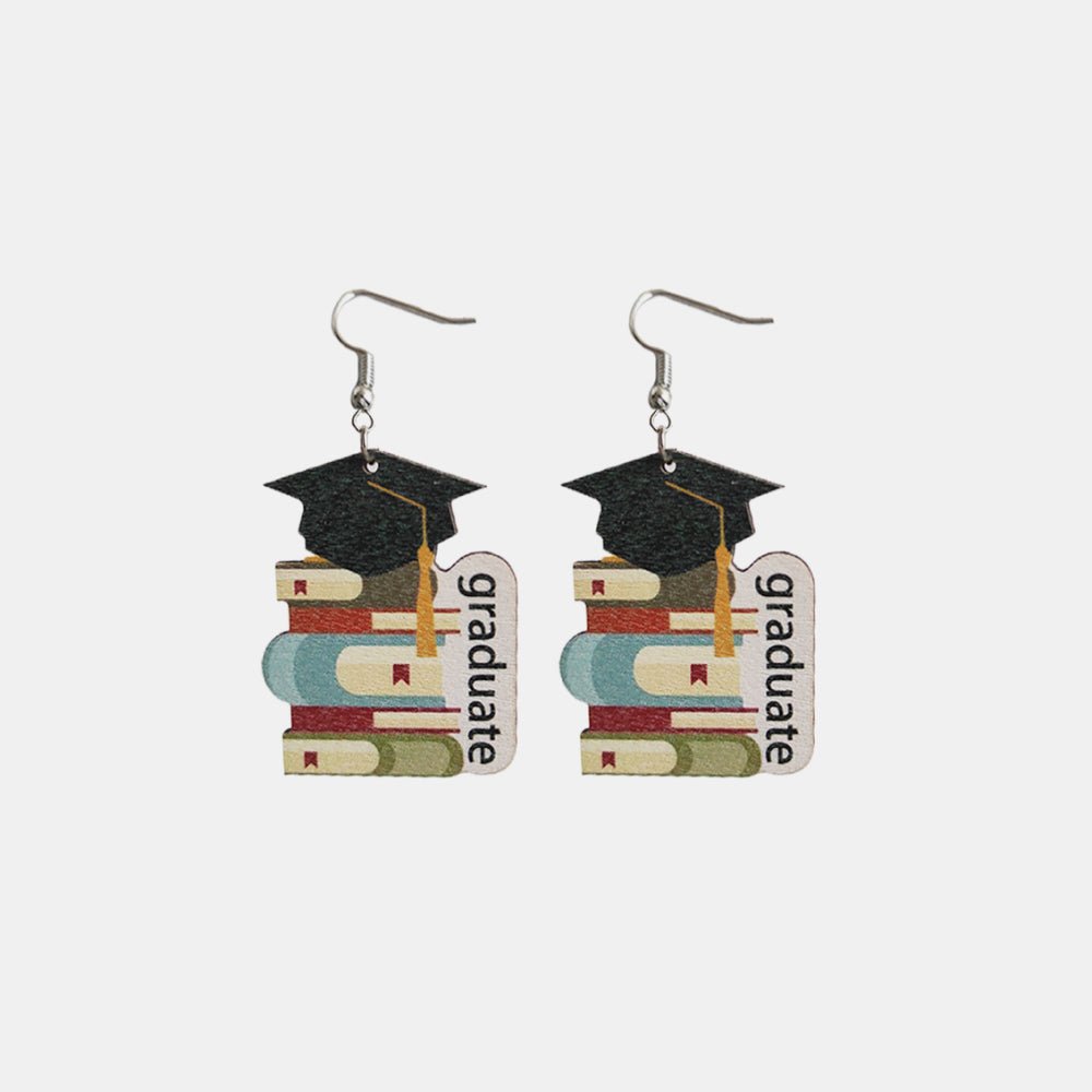 School Theme Wooden Dangle Earrings - Coolpeacock