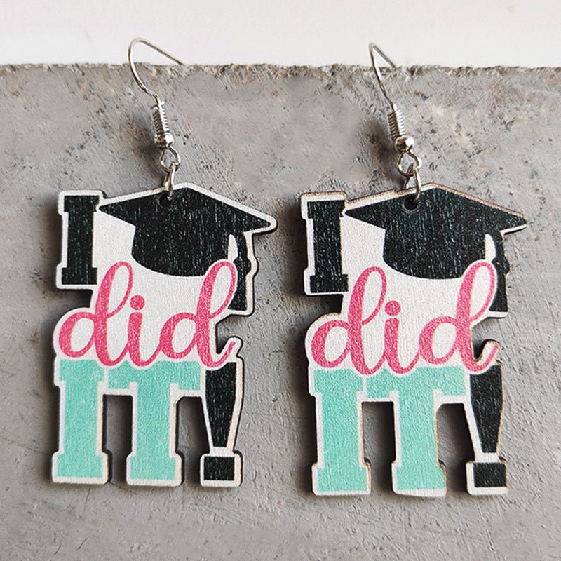 School Theme Wooden Dangle Earrings - Coolpeacock