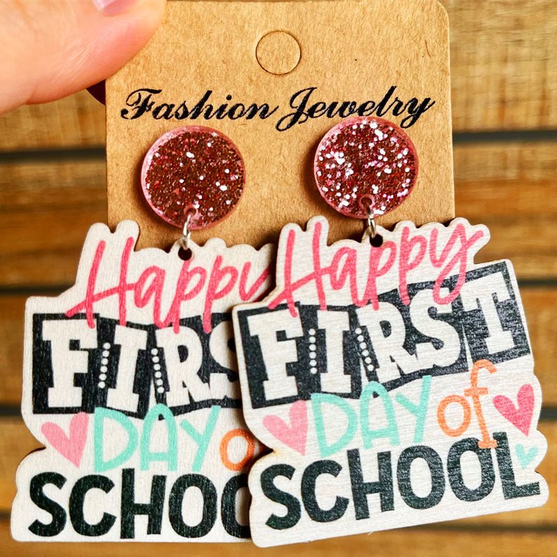 School Theme Wooden Dangle Earrings - Coolpeacock