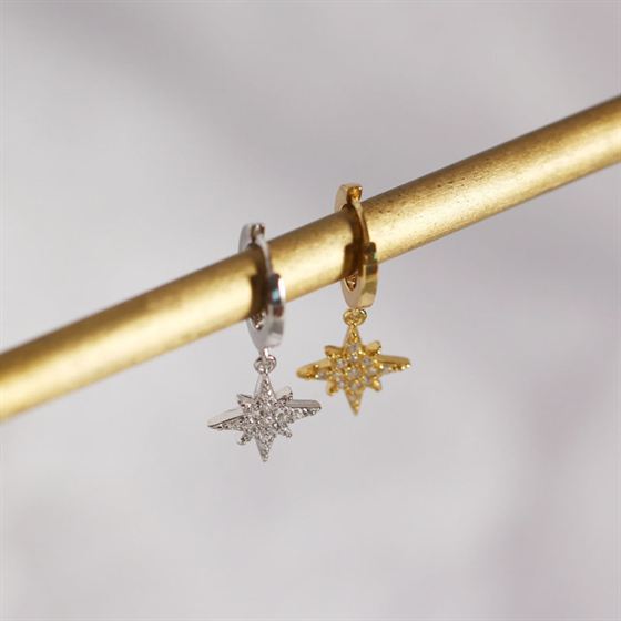Shining CZ Stars 925 Sterling Silver Leverback Earrings - KIAHMILLA