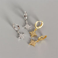 Shining CZ Stars 925 Sterling Silver Leverback Earrings - KIAHMILLA