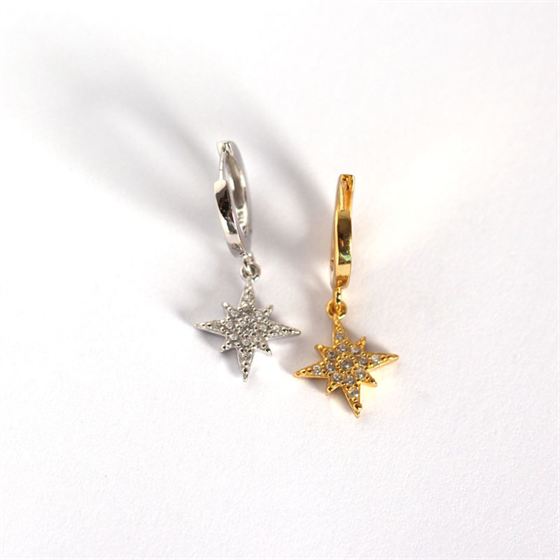 Shining CZ Stars 925 Sterling Silver Leverback Earrings - KIAHMILLA