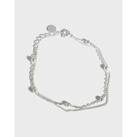 silver jewelry personalized minimalist S925 pure silver bead chain double-layer bracelet student women's bracelet chain decoration - KIAHMILLA