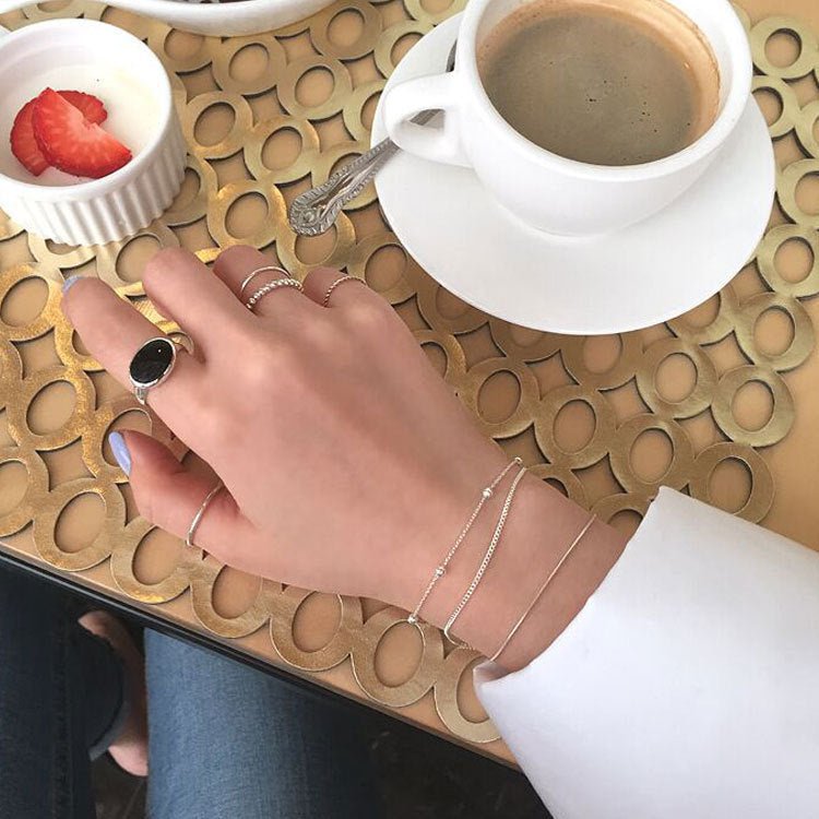 silver jewelry personalized minimalist S925 pure silver bead chain double-layer bracelet student women's bracelet chain decoration - KIAHMILLA