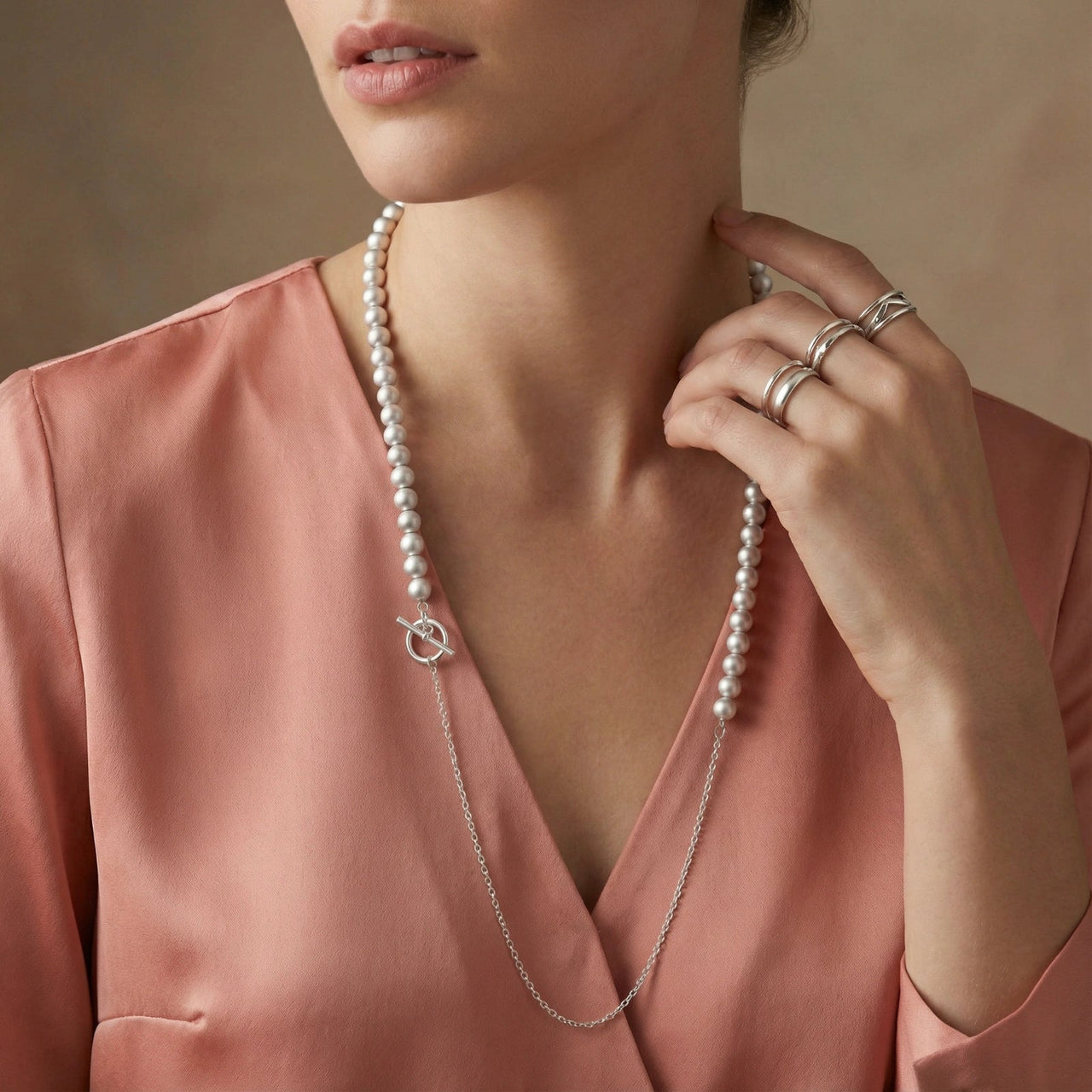Silver Sphere Gradient Necklace by KIAHMILLA - KIAHMILLA