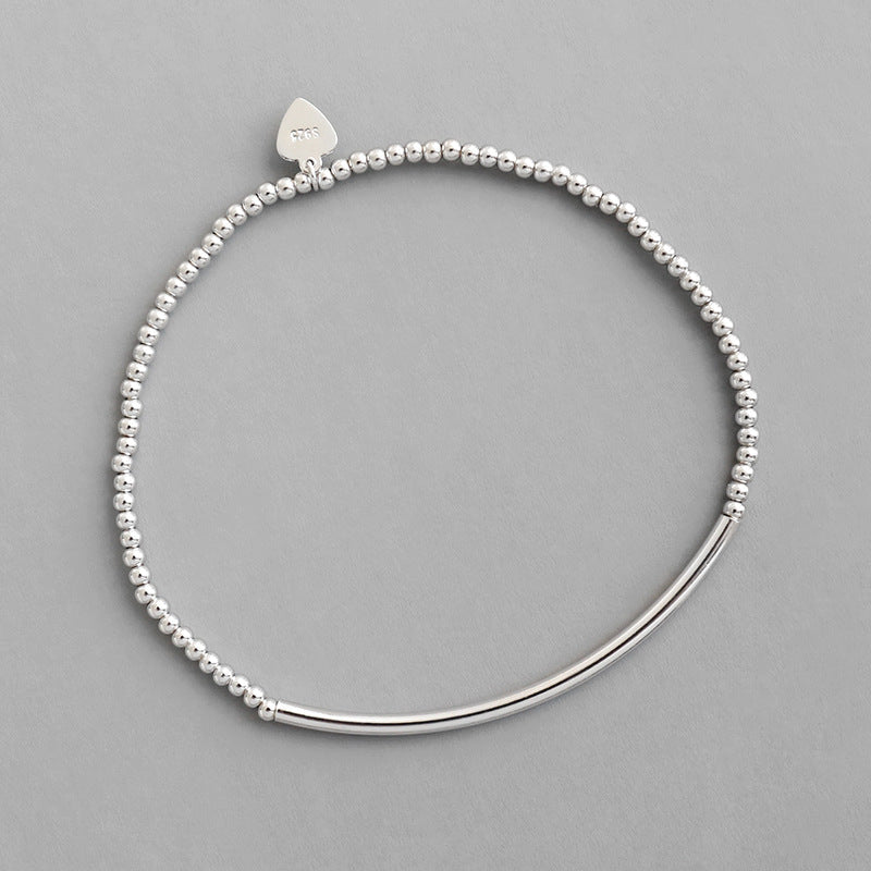 Simple 2mm Beads Tube 925 Sterling Silver Bracelet - KIAHMILLA