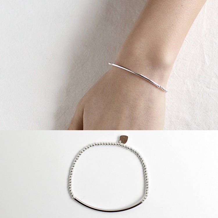 Simple 2mm Beads Tube 925 Sterling Silver Bracelet - KIAHMILLA