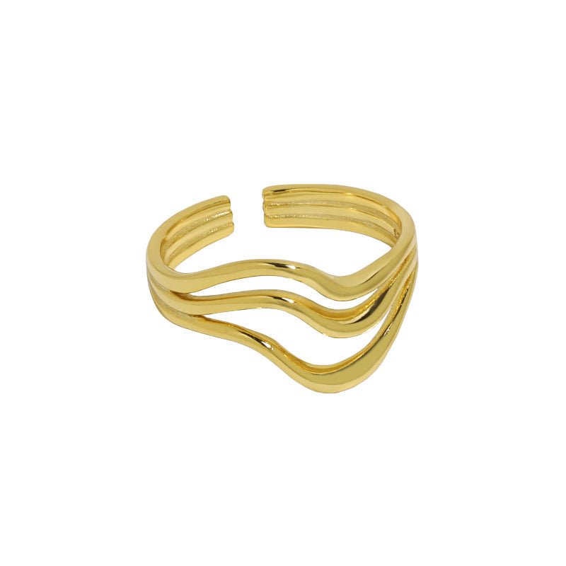 simple and versatile, wavy line texture S925 pure silver open ring for women - KIAHMILLA
