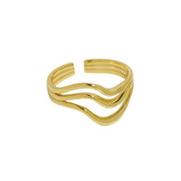 simple and versatile, wavy line texture S925 pure silver open ring for women - KIAHMILLA