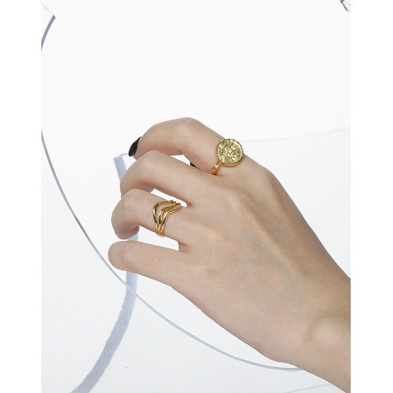 simple and versatile, wavy line texture S925 pure silver open ring for women - KIAHMILLA