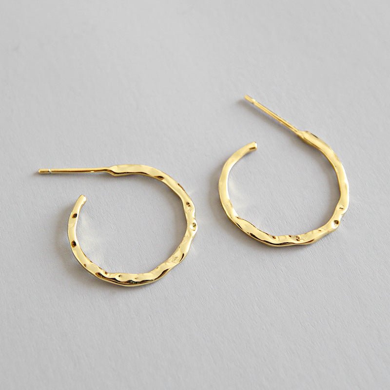 Simple Asymmetric Geometry 925 Sterling Silver Hoop Earrings - KIAHMILLA