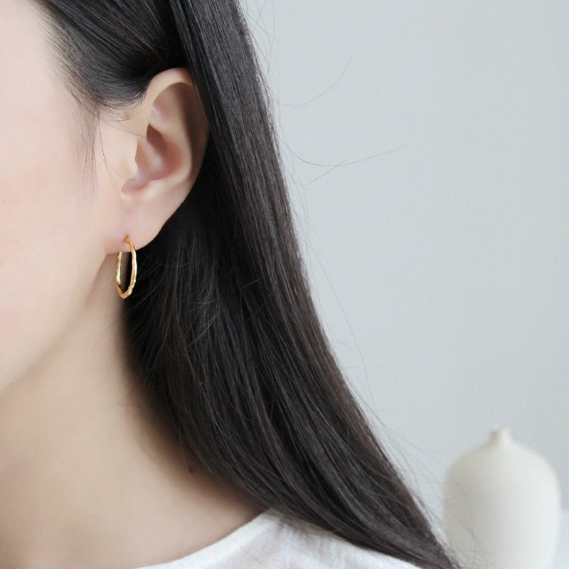 Simple Asymmetric Geometry 925 Sterling Silver Hoop Earrings - KIAHMILLA