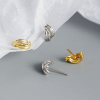 Simple C Shape Cross 925 Sterling Silver Hoop Earrings - KIAHMILLA