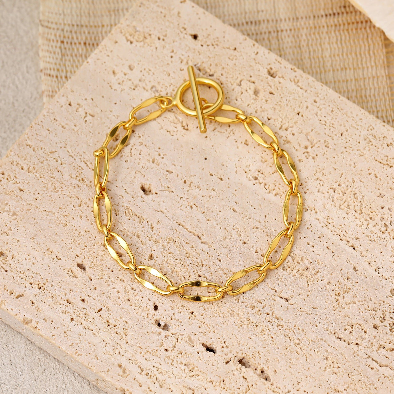 Simple Chain Circle Strip Corss 925 Sterling Silver Bracelet - KIAHMILLA
