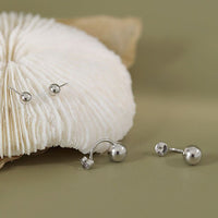 Simple Classic Round Beads 925 Sterling Silver Stud Earrings - KIAHMILLA