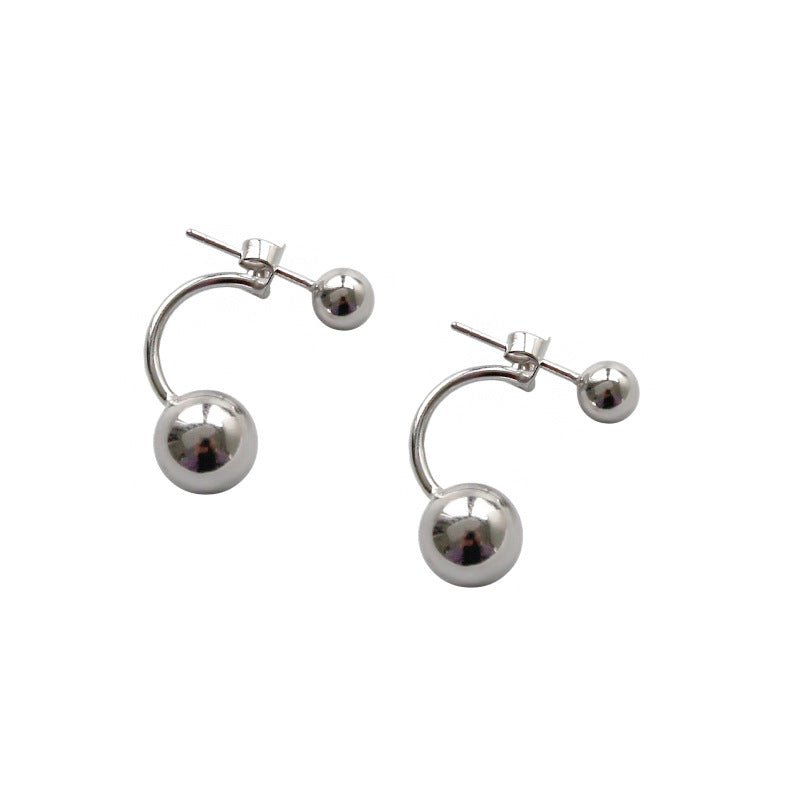 Simple Classic Round Beads 925 Sterling Silver Stud Earrings - KIAHMILLA