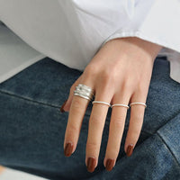Simple Classic Tiny Thick 925 Sterling Silver Adjustable Tail Ring - KIAHMILLA