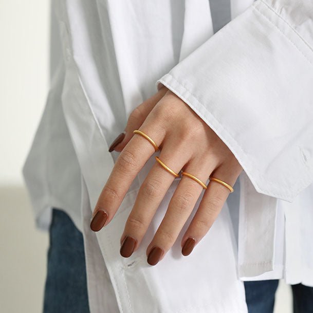 Simple Classic Tiny Thick 925 Sterling Silver Adjustable Tail Ring - KIAHMILLA