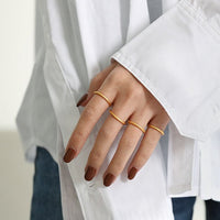 Simple Classic Tiny Thick 925 Sterling Silver Adjustable Tail Ring - KIAHMILLA
