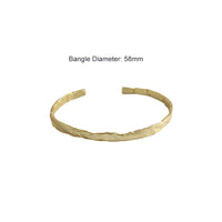 Simple Concave Convex Round 925 Sterling Silver Open Bangle - KIAHMILLA