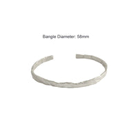 Simple Concave Convex Round 925 Sterling Silver Open Bangle - KIAHMILLA
