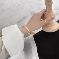 Simple Concave Convex Round 925 Sterling Silver Open Bangle - KIAHMILLA