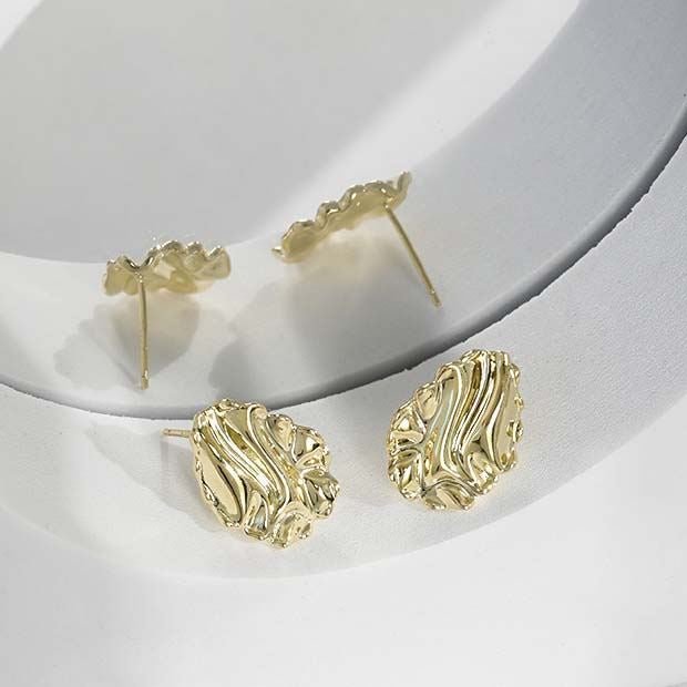 Simple Corrugation Irregular 925 Sterling Silver Stud Earrings - KIAHMILLA
