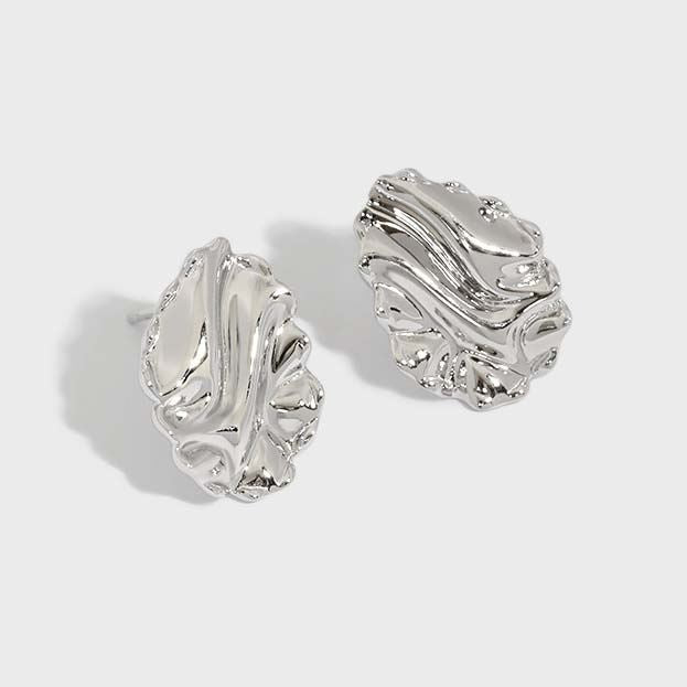 Simple Corrugation Irregular 925 Sterling Silver Stud Earrings - KIAHMILLA
