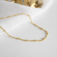 Simple Curb Chain Beads 925 Sterling Silver Necklace - KIAHMILLA