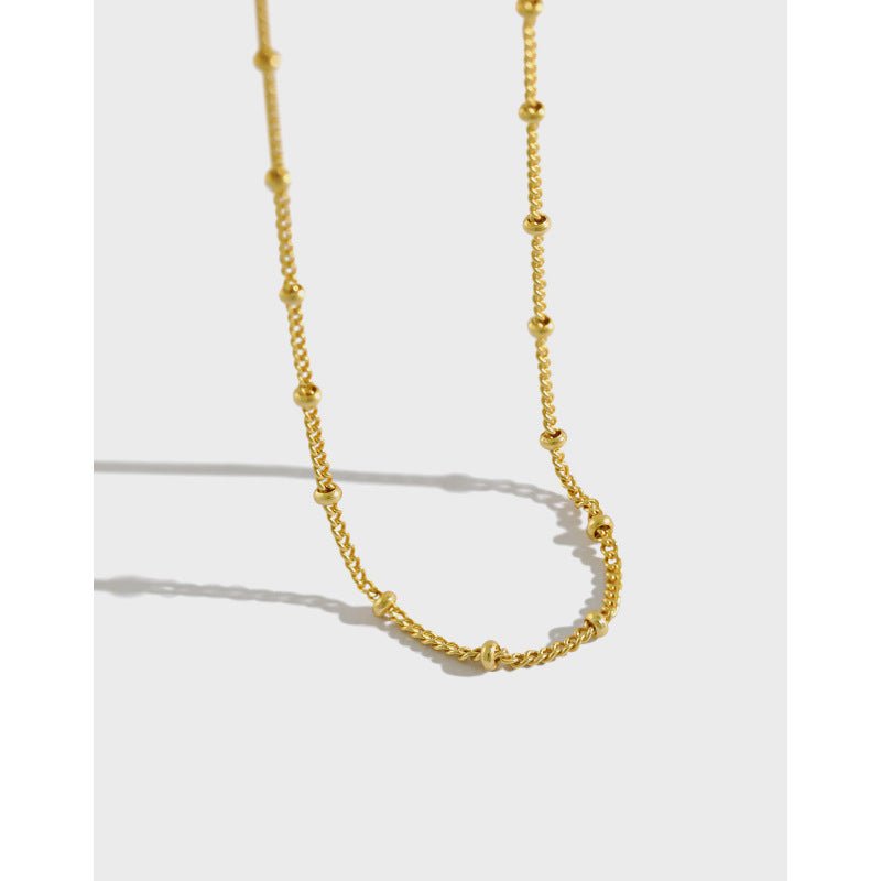 Simple Curb Chain Beads 925 Sterling Silver Necklace - KIAHMILLA