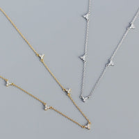 Simple CZ Three Leaf Clovers 925 Sterling Silver Necklace - KIAHMILLA