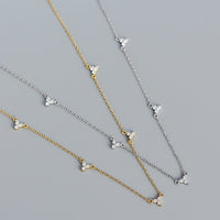 Simple CZ Three Leaf Clovers 925 Sterling Silver Necklace - KIAHMILLA
