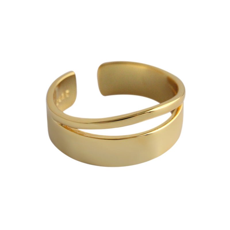 Simple Double Layer Minimalist 925 Sterling Silver Adjustable Ring - KIAHMILLA